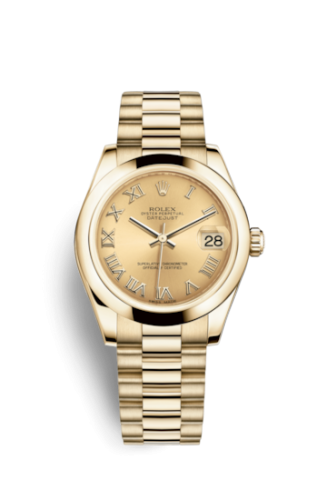 [178248-0080] Datejust 31 Yellow Gold Domed / President / Champagne Roman