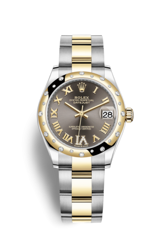 [278343rbr-0017] Datejust 31 Stainless Steel / Yellow Gold / Domed - Diamond / Grey - Roman / Oyster