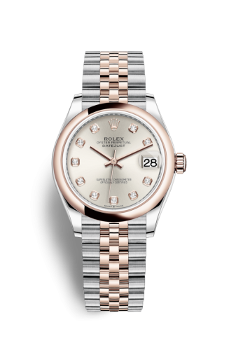 [278241-0016] Datejust 31 Stainless Steel / Rose Gold / Domed / Silver - Diamond / Jubilee