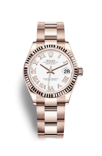 [278275-0018] Datejust 31 Rose Gold / Fluted / White - Roman / Oyster