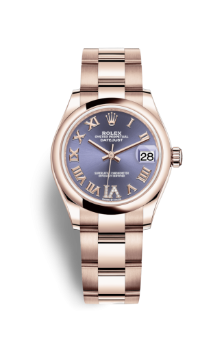 [278245-0027] Datejust 31 Rose Gold / Domed / Aubergine - Roman / Oyster