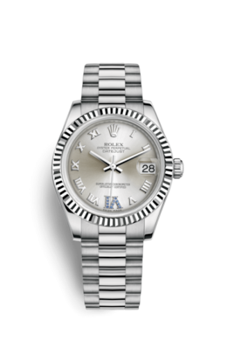 [178279-0081] Datejust 31 White Gold Fluted / President / Silver Roman