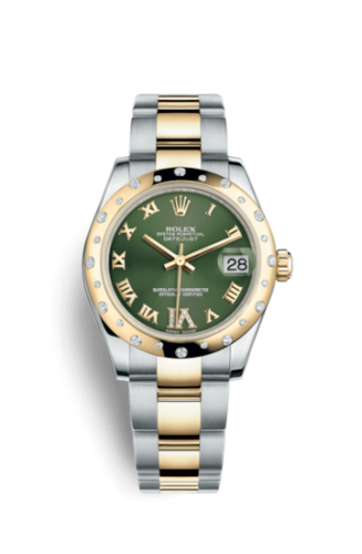 [178343-0001] Datejust 31 Rolesor Yellow Domed Diamond / Oyster / Olive Green Roman