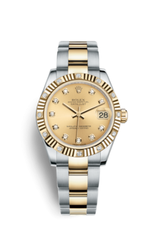 [178313-0041] Datejust 31 Rolesor Fluted Diamond / Oyster / Champagne Diamond