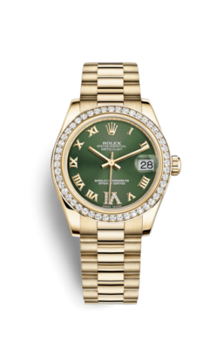 [178288-0057] Datejust 31 Yellow Gold Diamond / President / Olive Roman