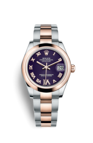 [178241-0073] Datejust 31 Rolesor Everose Domed / Oyster / Purple Roman