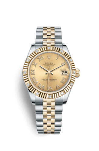 [178313-0072] Datejust 31 Rolesor Yellow Fluted Diamond / Jubilee / Champagne Roman