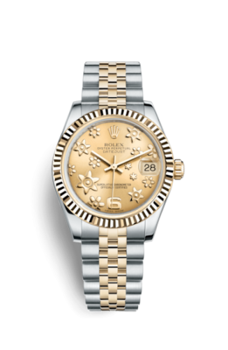 [178273-0092] Datejust 31 Rolesor Yellow Fluted / Jubilee / Champagne Floral