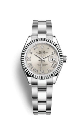 [279174-0008] Lady-Datejust 28 Stainless Steel Fluted / Silver - Roman / Oyster