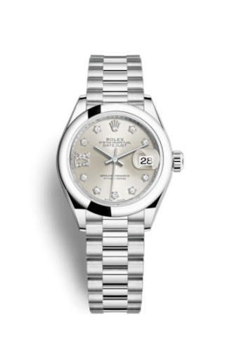 [279166-0001] Lady-Datejust 28 Platinum Domed / President / Silver Diamond