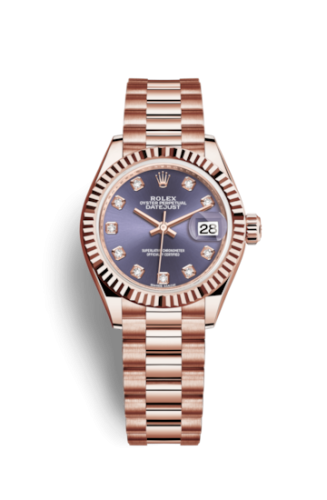 [279175-0019] Lady-Datejust 28 Everose Fluted / President / Aubergine Diamond