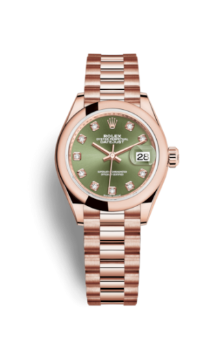 [279165-0011] Lady-Datejust 28 Everose Domed / President / Olive Green Diamond