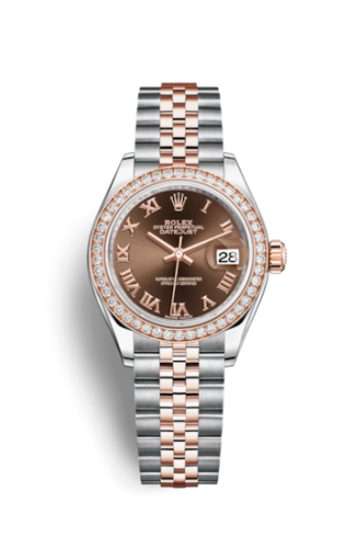 [279381rbr-0009] Lady-Datejust 28 Rolesor Rose Diamond / Jubilee / Chocolate Roman