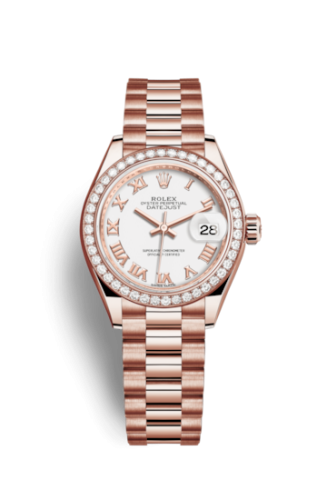 [279135rbr-0023] Lady-Datejust 28 Everose Diamond / President / White Roman