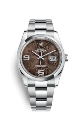 [116200-0073] Datejust 36 Stainless Steel Domed / Oyster / Chocolate Floral