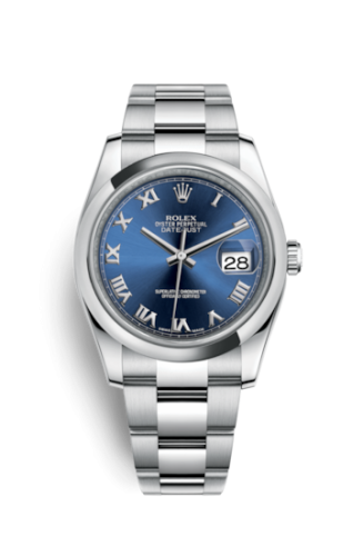 [116200-0060] Datejust 36 Stainless Steel Domed / Oyster / Blue Roman
