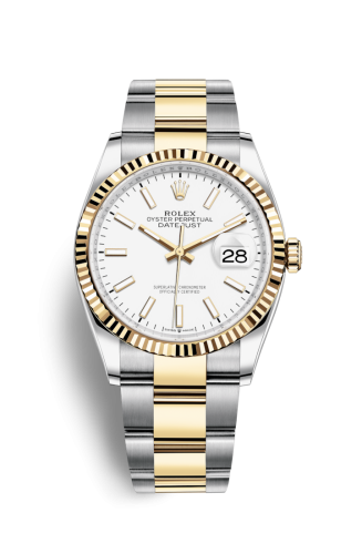 [126233-0020] Datejust 36 Stainless Steel / Yellow Gold / Fluted / White / Oyster