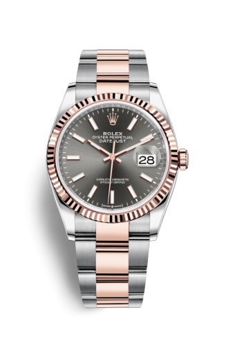 [126231-0014] Datejust 36 Stainless Steel / Everose / Fluted / Slate / Oyster