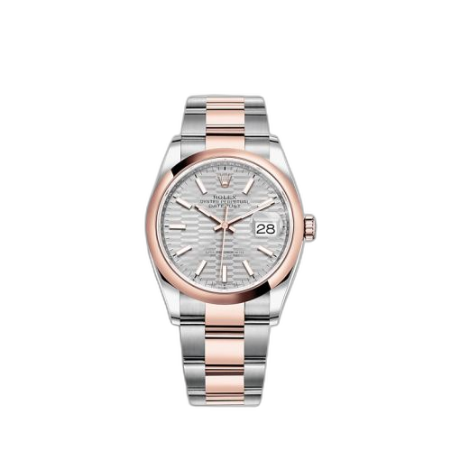 [126201-0034] Datejust 36 Stainless Steel / Everose / Domed / Silver - Fluted / Oyster
