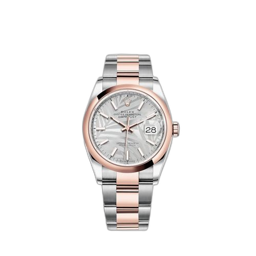 [126201-0032] Datejust 36 Stainless Steel / Everose / Domed / Silver Palm / Oyster