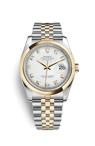[116203-0175] Datejust 36 Rolesor Yellow Domed / Jubilee / White Diamond