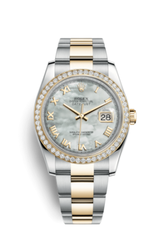 [116243-0026] Datejust 36 Rolesor Yellow Diamond / Oyster / MOP Roman