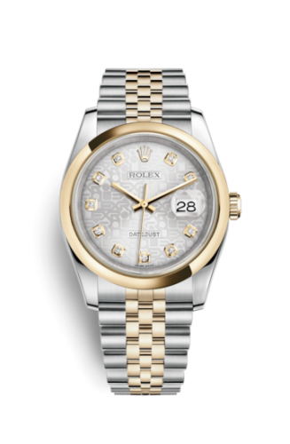 [116203-0177] Datejust 36 Rolesor Yellow Domed / Jubilee / Silver Computer