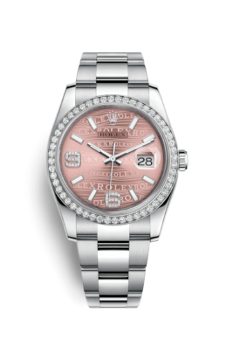 [116244-0039] Datejust 36 Stainless Steel Diamond / Oyster / Pink Wave