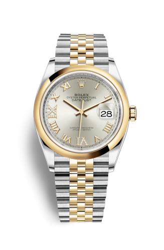 [126203-0031] Datejust 36 Stainless Steel / Yellow Gold / Smooth / Silver Roman Diamond / Jubilee