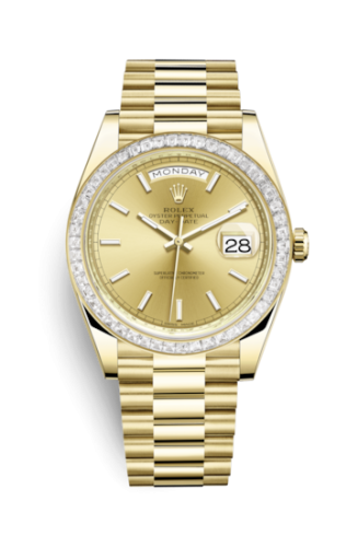 [228398tbr-0007] Day-Date 40 Yellow Gold - Baguette / Champagne