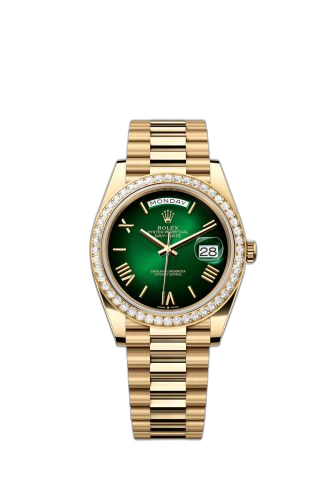 [28348RBR-0045] Day-Date 40 Yellow Gold - Diamond / Green - Ombré