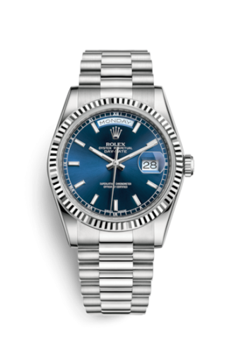 [118239-0287] Day-Date 36 White Gold Fluted / President / Blue
