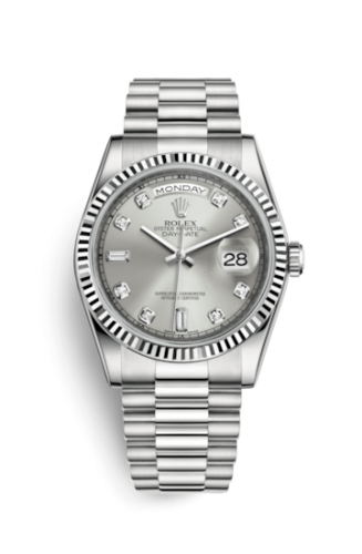 [118239-0086] Day-Date 36 White Gold Fluted / President / Silver Diamond