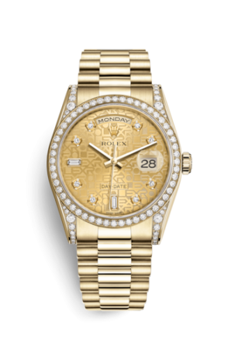 [118388-0017] Day-Date 36 Yellow Gold Diamonds / President / Champagne Computer