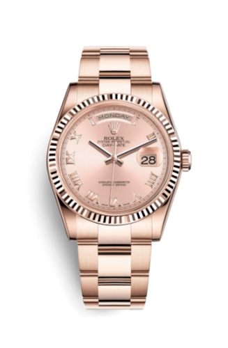 [118235f-0056] Day-Date 36 Everose Fluted / Oyster / Pink Roman