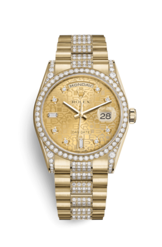 [118388-0033] Day-Date 36 Yellow Gold Diamonds / President Diamonds / Champagne Computer