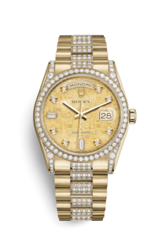 [118388-0060] Day-Date 36 Yellow Gold Diamonds / President Diamonds / Champagne Computer