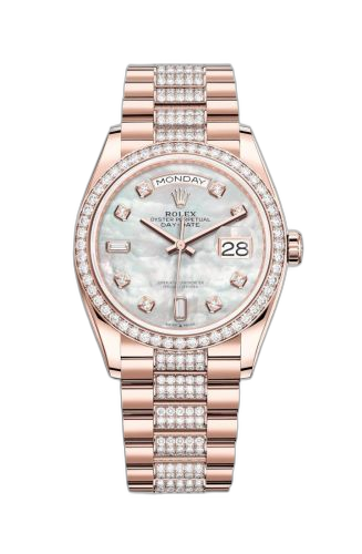 [128345RBR-0030] Day-Date 36 Everose Gold / Diamond / MOP-Diamond / President-Diamond
