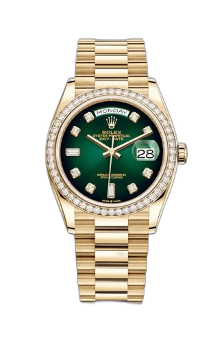 [128348RBR-0035 (aka: M128348RBR-0035)] Day-Date 36 Yellow Gold / Diamond / Green Ombré - Diamond / President