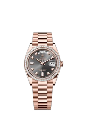 [128395TBR-0012 (aka: m128395tbr-0012)] Day-Date 36 Everose Gold - Baguette / Slate - Diamond / President
