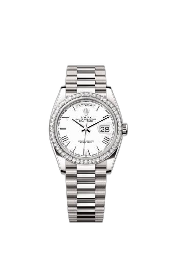 [128349RBR-0043] Day-Date 36 White Gold - Diamond / White - Roman / President
