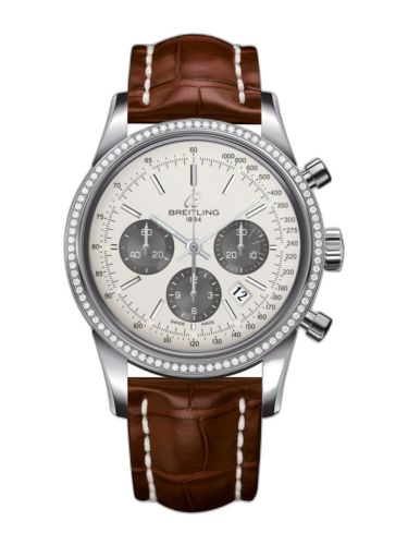 [AB015253.G724.737P] Transocean Chronograph Stainless Steel / Diamond / Panda / Croco