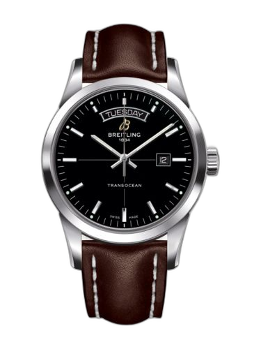 [A4531012/BB69/437X/A20BA.1] Transocean Day & Date Stainless Steel / Black / Calf / Pin