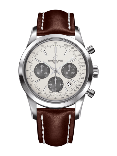 [AB015212/G724/438X/A20D.1] Transocean Chronograph Stainless Steel / Panda / Calf / Folding