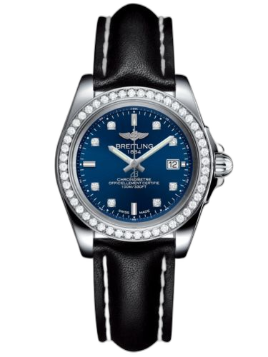 [A7133053/C966/408X/A14BA.1] Galactic 32 Sleek Edition Stainless Steel / Diamond / Horizon Blue Diamond / Calf