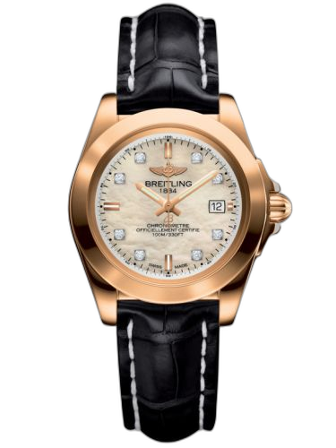 [H7133012.A803.777P] Galactic 32 Sleek Edition Rose Gold / Pearl Diamond / Croco