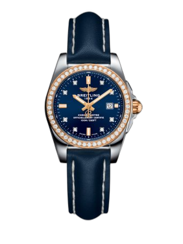 [C7234853/C964/486X/A12BA.1] Galactic 29 Stainless Steel / Rose Gold / Diamond / Horizon Blue Diamond / Calf