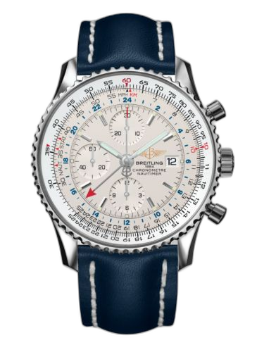 [A2432212/G571/101X/A20BA.1] Navitimer World Stainless Steel / Silver / Calf / Pin