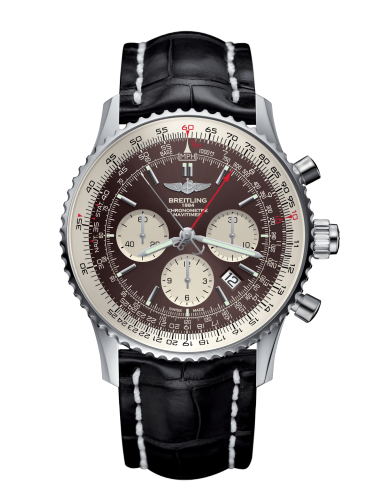 [AB031021/Q615/761P/A20D.1] Navitimer Rattrapante Stainless Steel / Panamerican Bronze / Croco / Folding