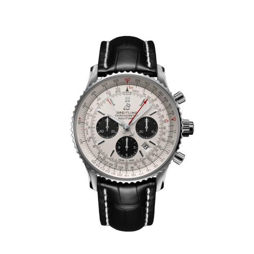 [AB0310211G1P2] Navitimer Rattrapante Stainless Steel / Silver / Croco / Pin